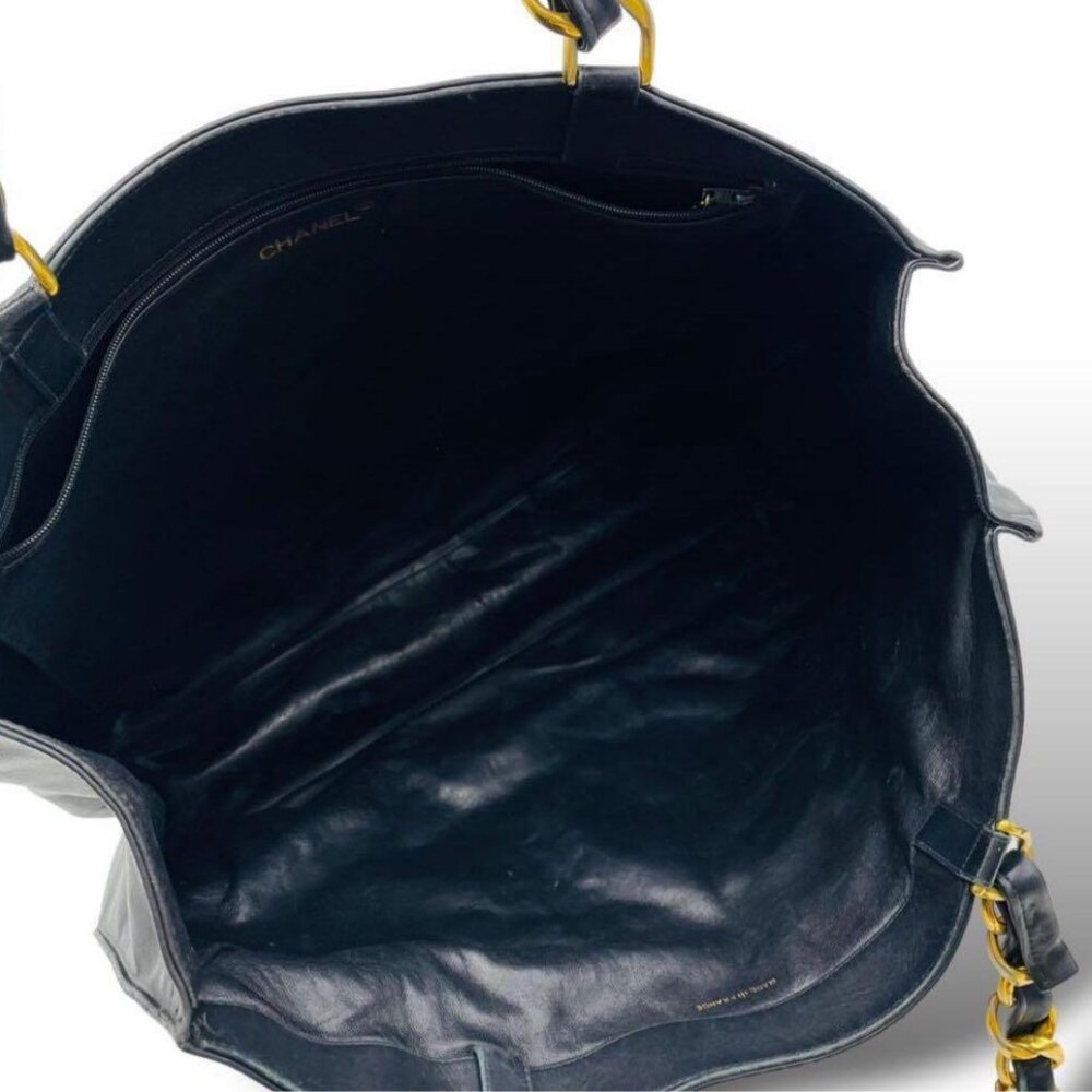 Authentic CHANEL Jumbo XL Shopping Tote Timeless Classic Black Lambskin Vintage - Picture 10 of 13